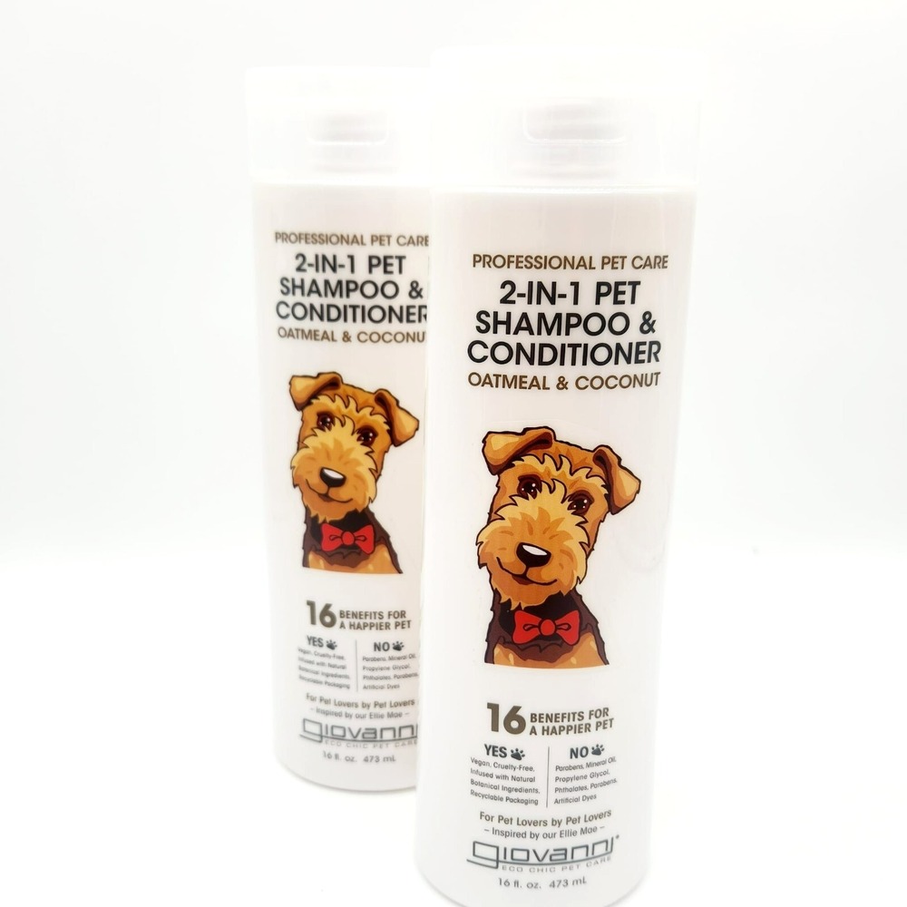 2 Pack GIOVANNI Pet Shampoo & Conditioner 16oz Oatmeal Coconut for Dogs & Cats